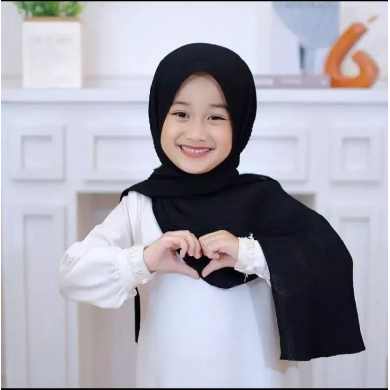 KERUDUNG PASHMINA PLISKET ANAK HARGA TERJANGKAU UMUR 4- 10 THN/HIJAB PASHMINA ANAK
