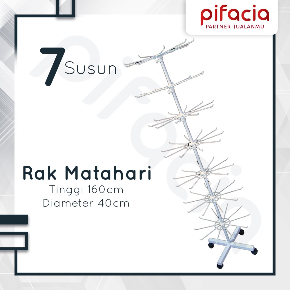 PIFACIA Rak Putar Display Matahari 7 susun Besi Tebal Impor ADA RODA