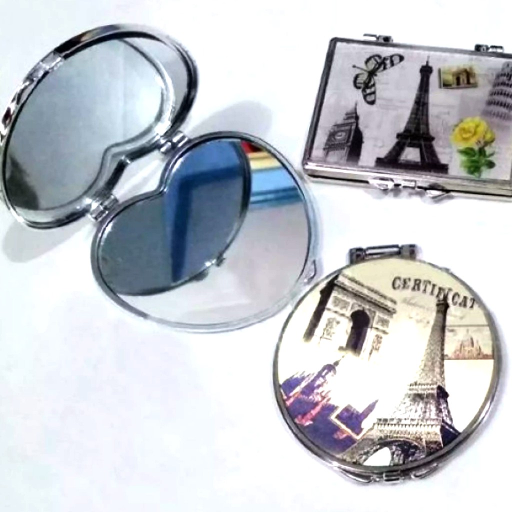 Cermin kecil 2 sisi paris pocket size pocket mirror murah souvenir pernikahan murah