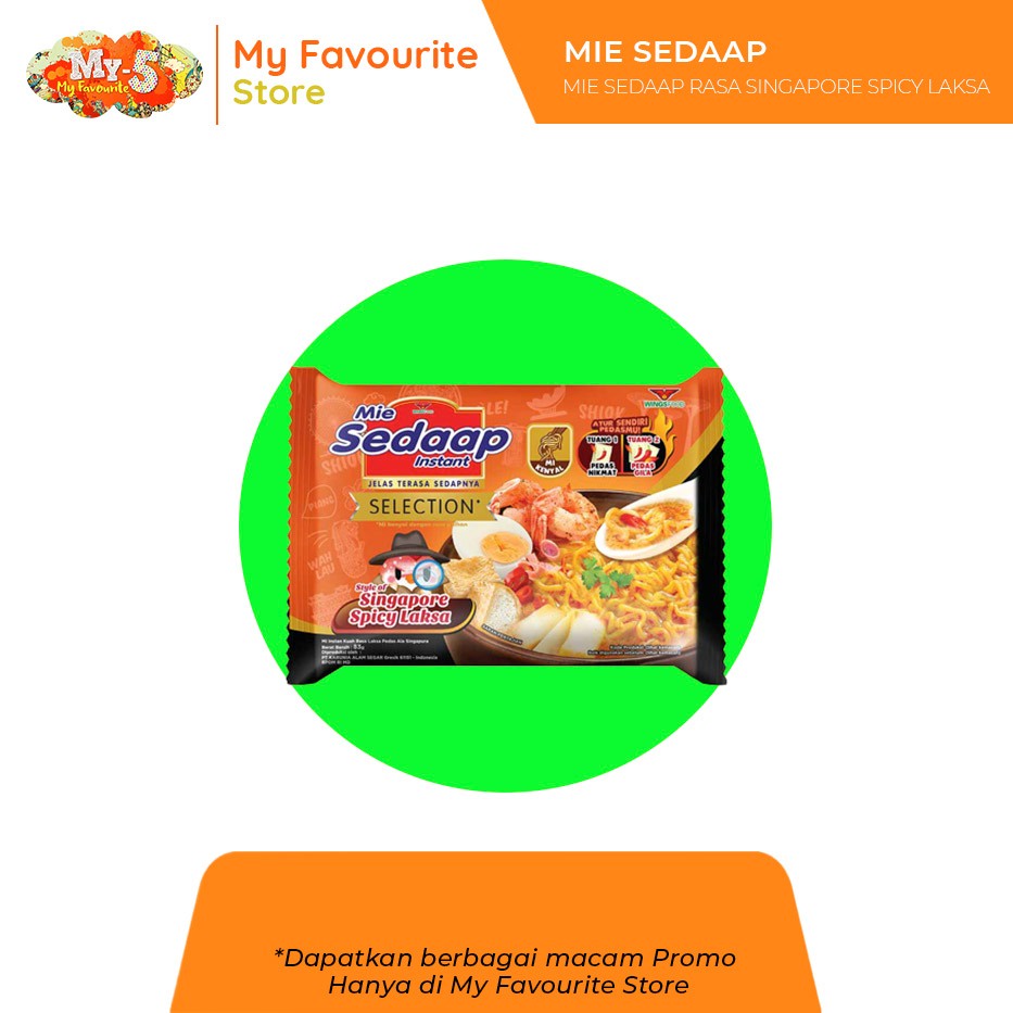 

(SIAP GROSIR) MIE SEDAP SELECTION - Singapore Spicy Laksa Gurih Sedap - 38gr