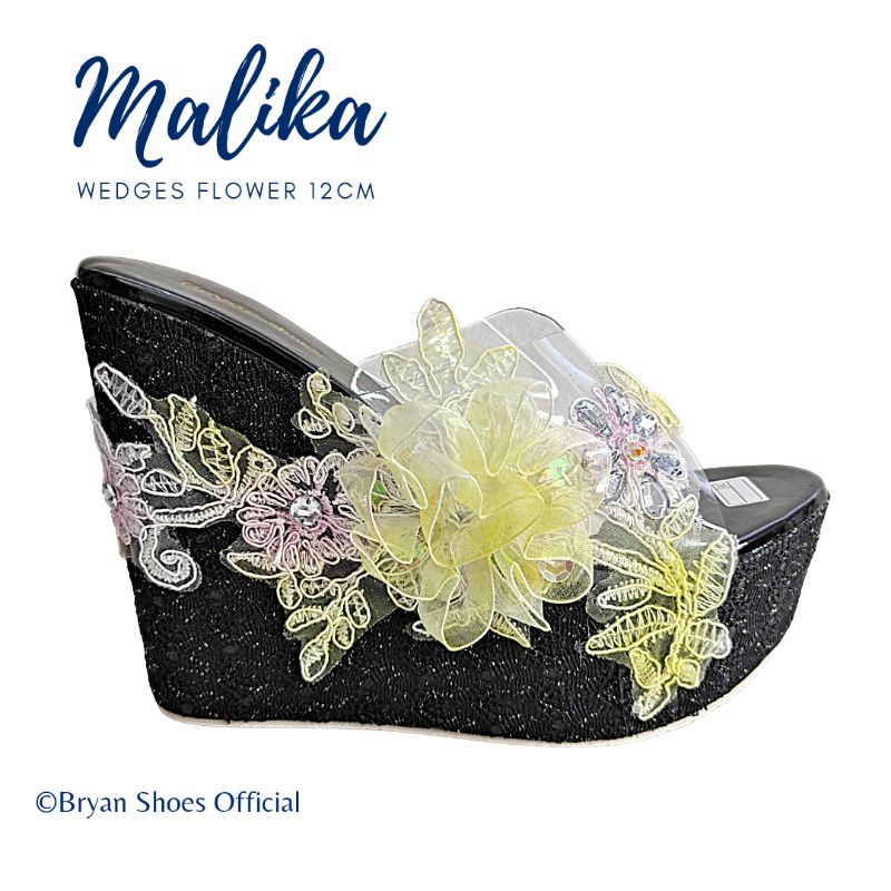 Bryan Adzkia Malika Sandal Wedges Mika Bunga Bordir Brukat Brokat 12cm Pesta Wedding Prewedding