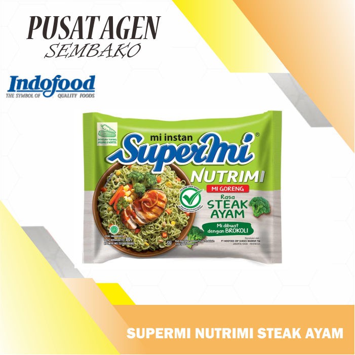 SUPERMI NUTRIMI MIE GORENG RASA STEAK AYAM 80 G GR SUPERMIE MI INSTAN SEHAT NUTRIMIE STIK 80GR HIJAU