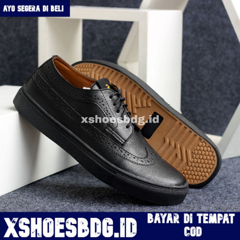 Xshoesbdg.id x Wingtif Sepatu Formal Casual Pria Pantofel Hitam Pria Kulit Sintetis Santai Kerja Kuliah Kantor