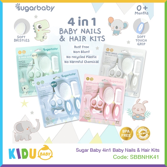 Sugar Baby 4in1 Baby Nails &amp; Hair Kits Perlengkapan Perawatan Rambut &amp; Kuku Bayi Kidu Baby