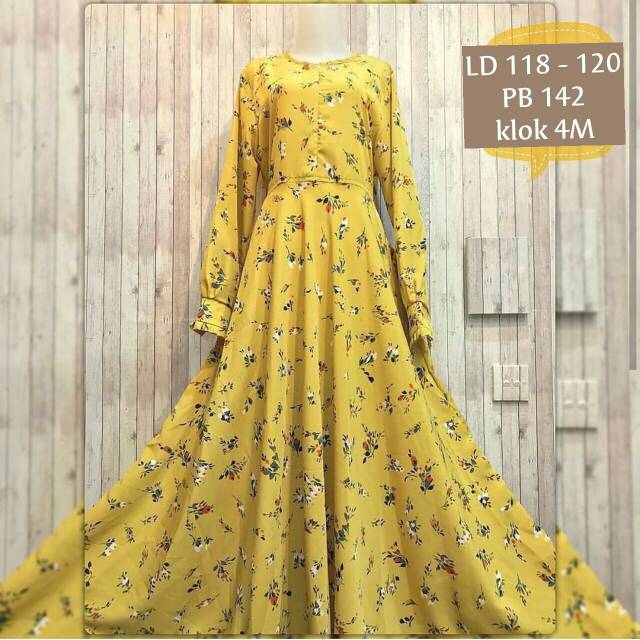 GAMIS JUMBO SYARI BIG SIZE XXL/XXXL LD 120 / MAXI DRESS MONALISA GRASIA YELLOW