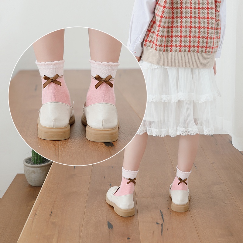 Kaos Kaki Anak Perempuan Motif Pink Strawberry Socks Kids Fashion Korea Kekinian Usia 3-12 Tahun TK SD