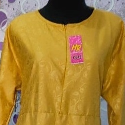 Gamis Katun Busui / Baju Gamis Motif Resleting Jepang / Dress Terbaru 2021 Jumbo Dewasa-Embos Kuning
