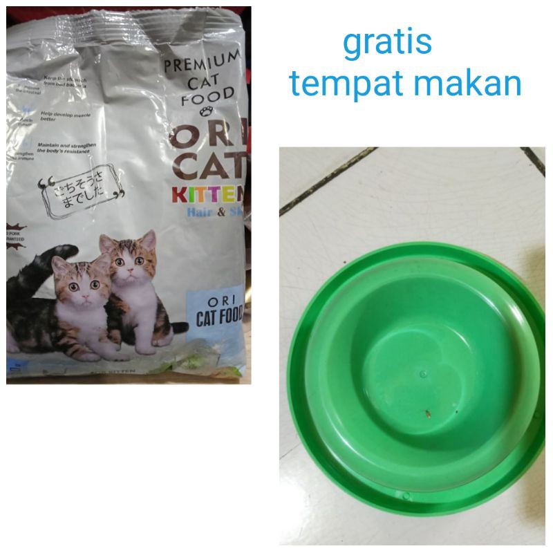 ORI cat kitten hair &amp; skin 500g gratis tempat makan makanan kucing murah