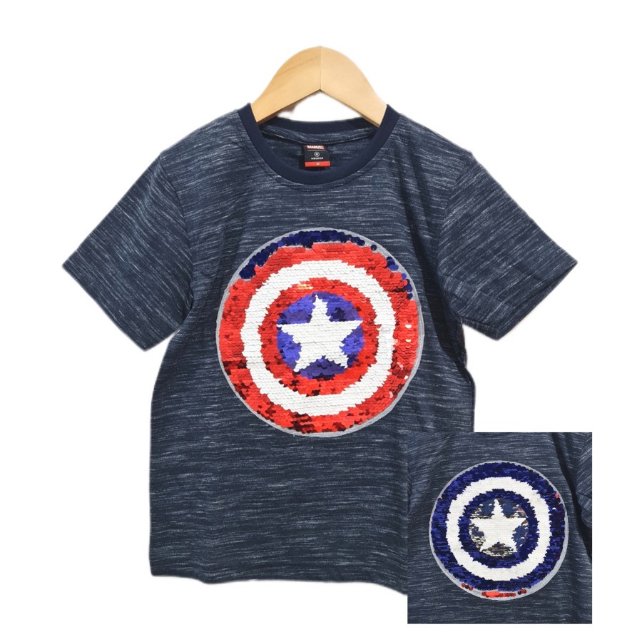 Kaos Anak Laki Nevada Marvel Captain America Flip Sequins 3y-4y / Kado Baju Kaos Celana Anak Adem Mu