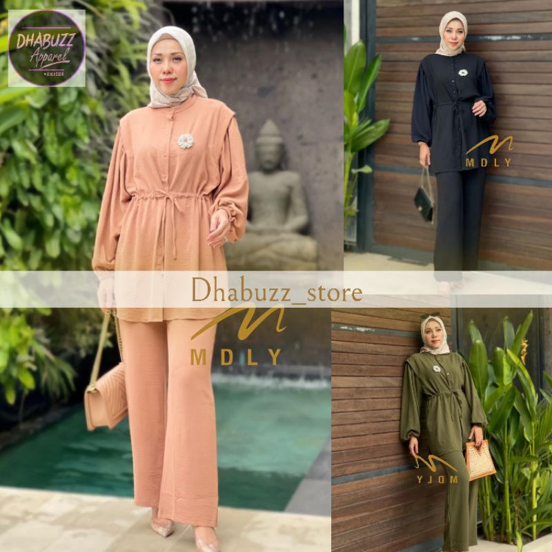 Baju setelan tunik wanita yura set original terbaru by MDLY