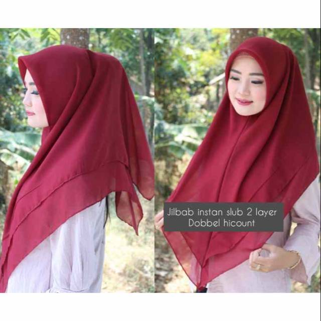 PROMO Jilbab instan delia slub 2 layer material dobbel hicount-1