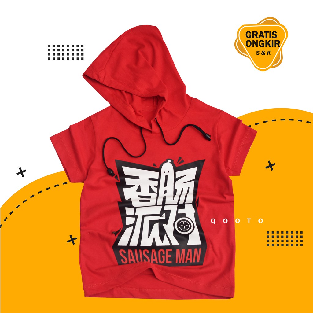 Rotebox kaos hoodie anak laki laki umur 1-12 tahun sablon sausage man