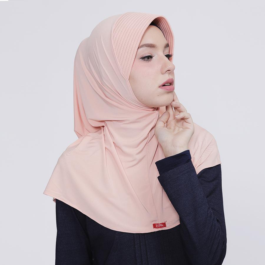 Bergo Zoya Marsha HB Casual Jilbab Sekolah Instan Jilbab Kantor-coklat susu