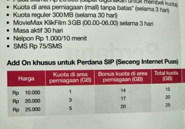 Kartu Perdana 3 SIP 25GB 25RB Perbulan / Perdana Tri SIP Kartu Mall