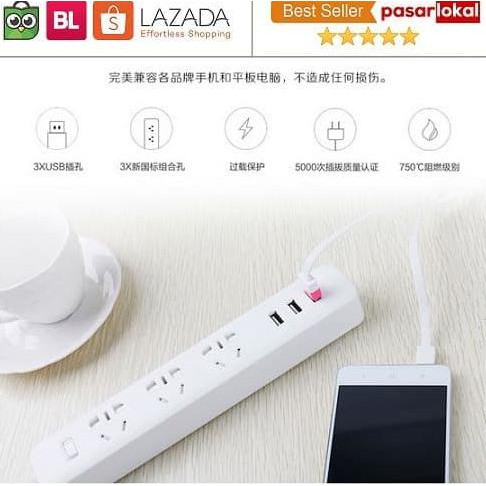 Stop kontak cok sambung Powerstrip 3 USB Port 3 Electric Plug