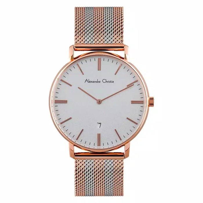 Jam tangan pria Alexandre Christie AC 8582 AC8582 rosegold silver Original