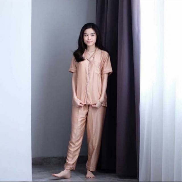 Piyama satin baju tidur murah baju tidur polos