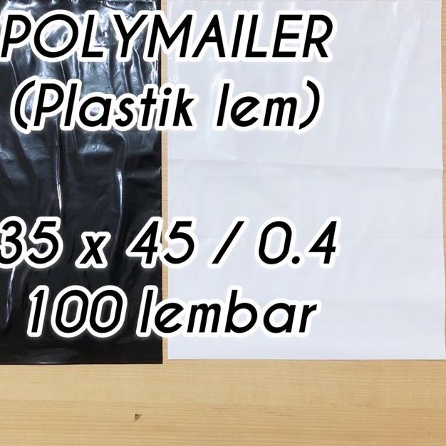 

❀ plastik packing POLYMAILER 35x45 0.4 100 lembar hitam putih plastik lem ♠