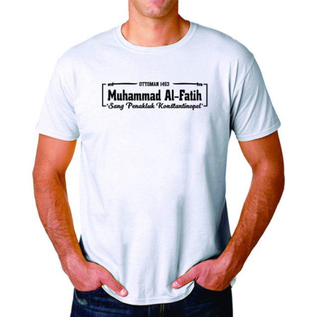 Kaos Dakwah Islami | Kaos Distro Muslim | Muhammad Al-Fatih | Sablon Polyflex-Putih Panjang