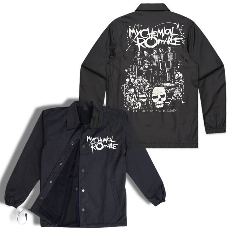 Coach jaket MY CHEMICAL ROMANCE jacket band metal VINTAGE parasut waterproof taslan polos hitam wind
