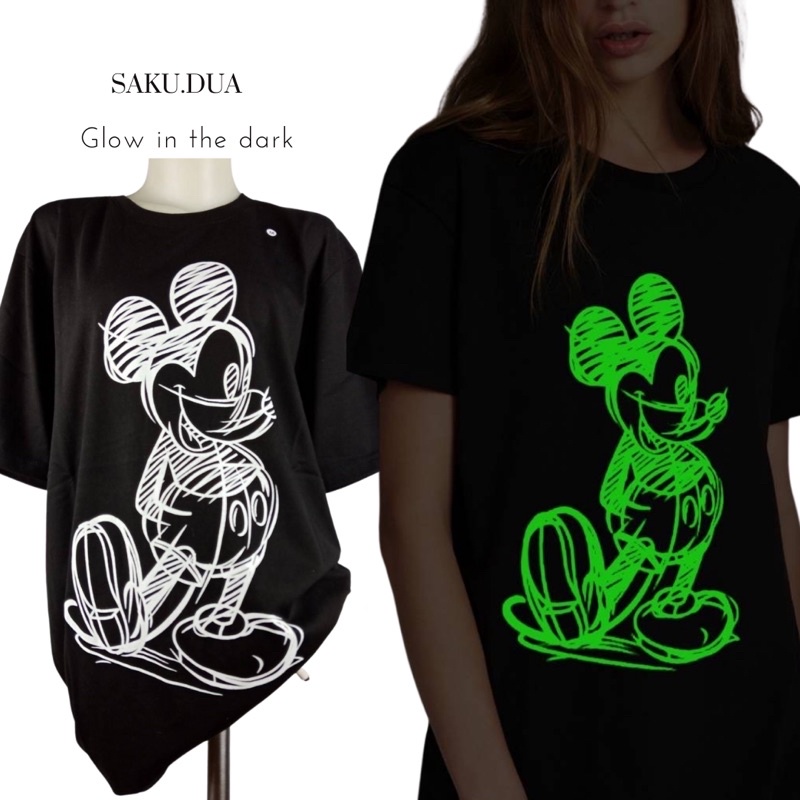 zara x Disney / mickey glow in the dark / kaos wanita / baju wanita / atasan wanita