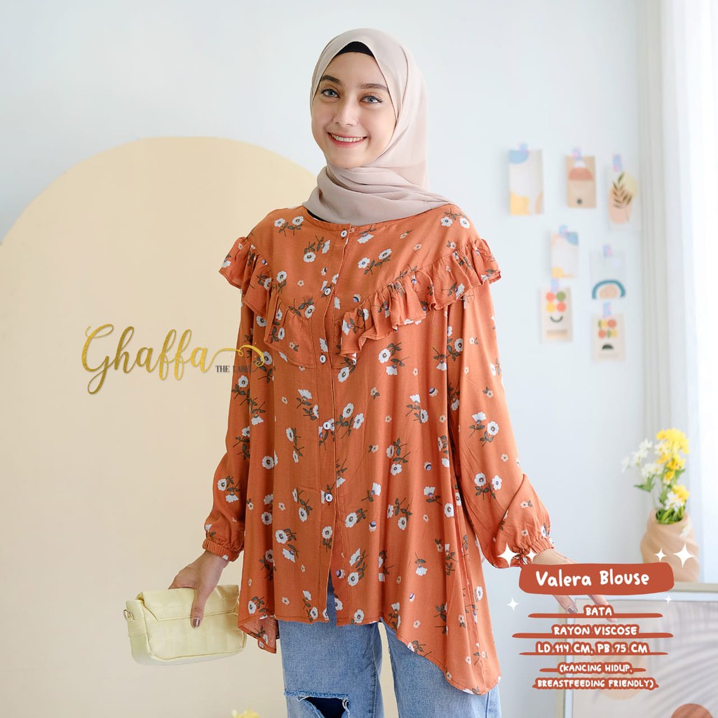 Valera Blouse Rayon Motif Bunga Atasan Wanita Jumbo LD 114