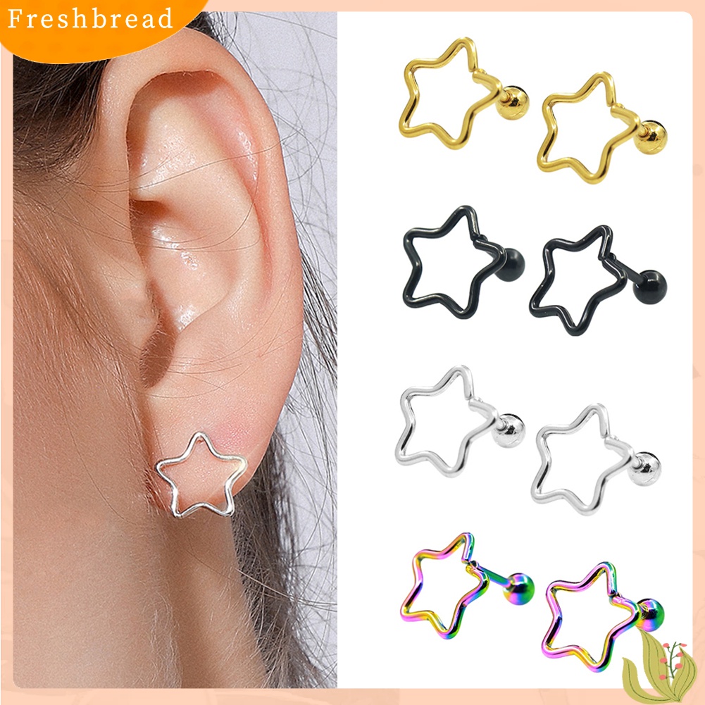 [Fresh] Anting Tindik / Piercing Hidung / Telinga Desain Bintang Bahan Stainless Steel untuk Wanita