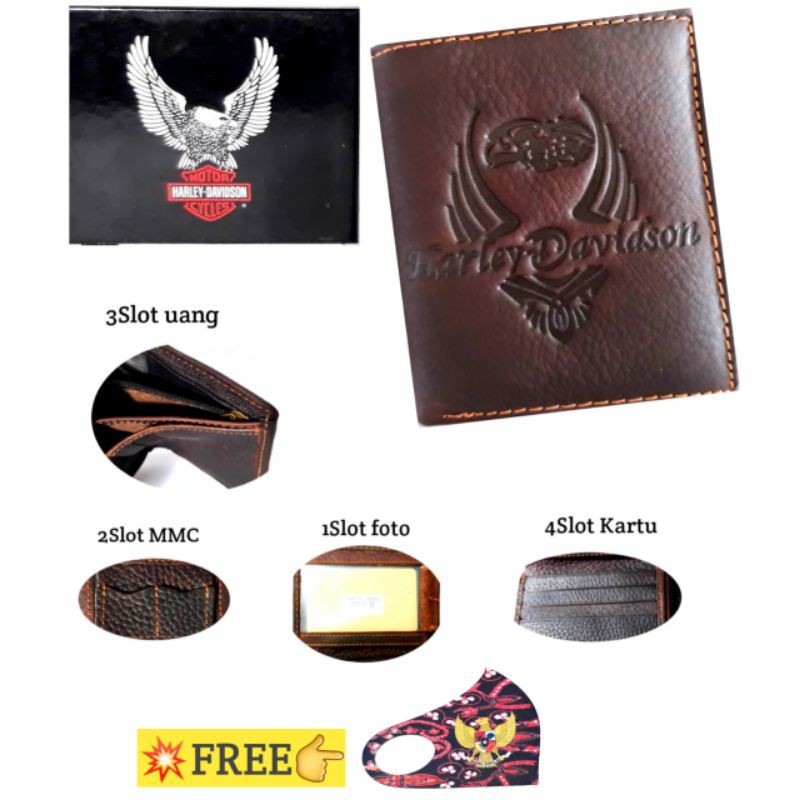Man wallet original HARLEY-DAVIDSON pouch men dompet pria