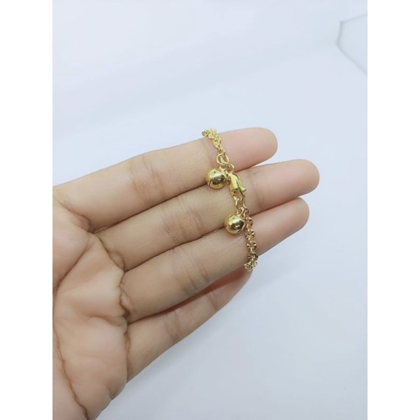 gelang nori ukir anak +2bel / gelang perak asli silver 925 lapis emas/ gelang fashion anak/ bayi