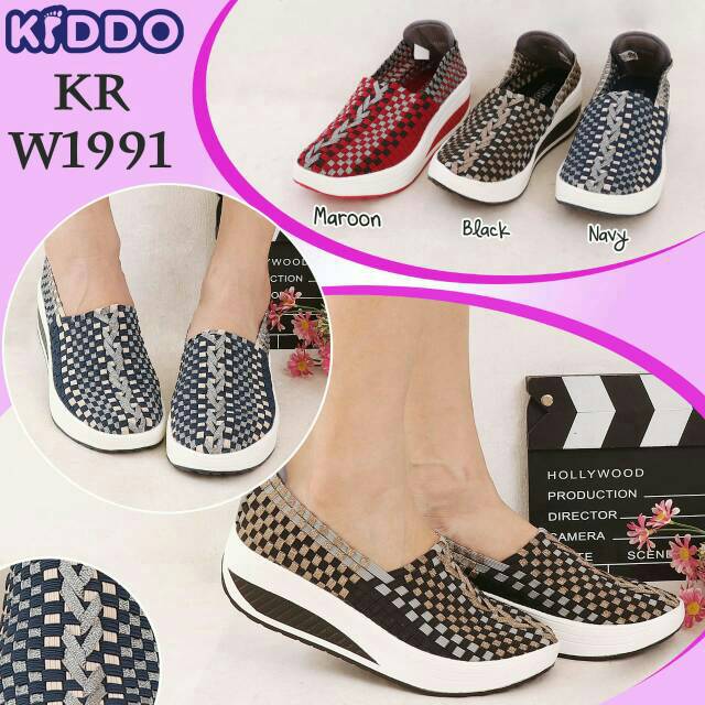 Sepatu Rajut Anyaman KIDDO W1991 Wedges ORIGINAL