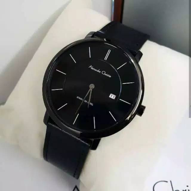 Alexandre christie AC 8589 all black jam tangan pria