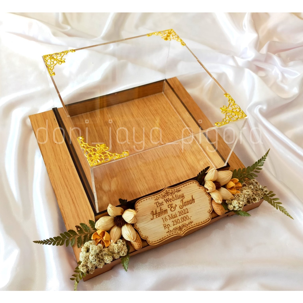 [BESAR] Kotak Uang Mahar Rustic Besar / Box Uang Dried Flower Besar