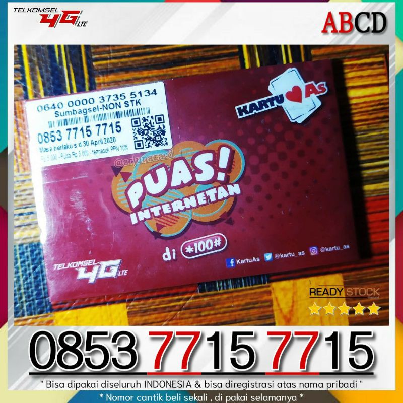 Nomor Cantik As 7715 7715 Telkomsel ABCD