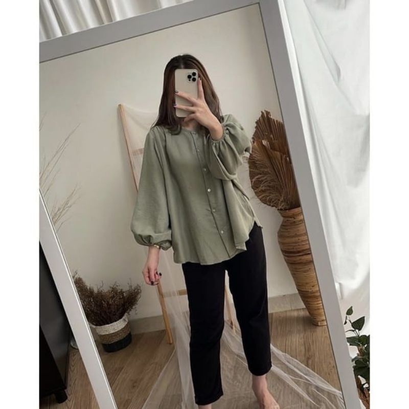 Vella blouse Crinkle jumbo / Atasan jumbo / korean style / Atasan wanita murah