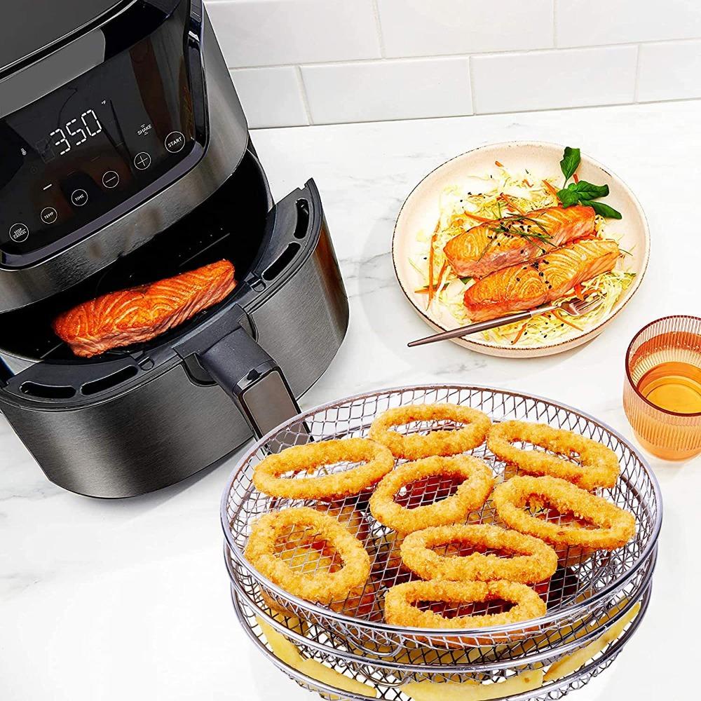 Top 3Pcs Rak Air Fryer Peralatan Masak Berkualitas Tinggi Cocok Semua Air Fryer Tiga Dapat Ditumpuk