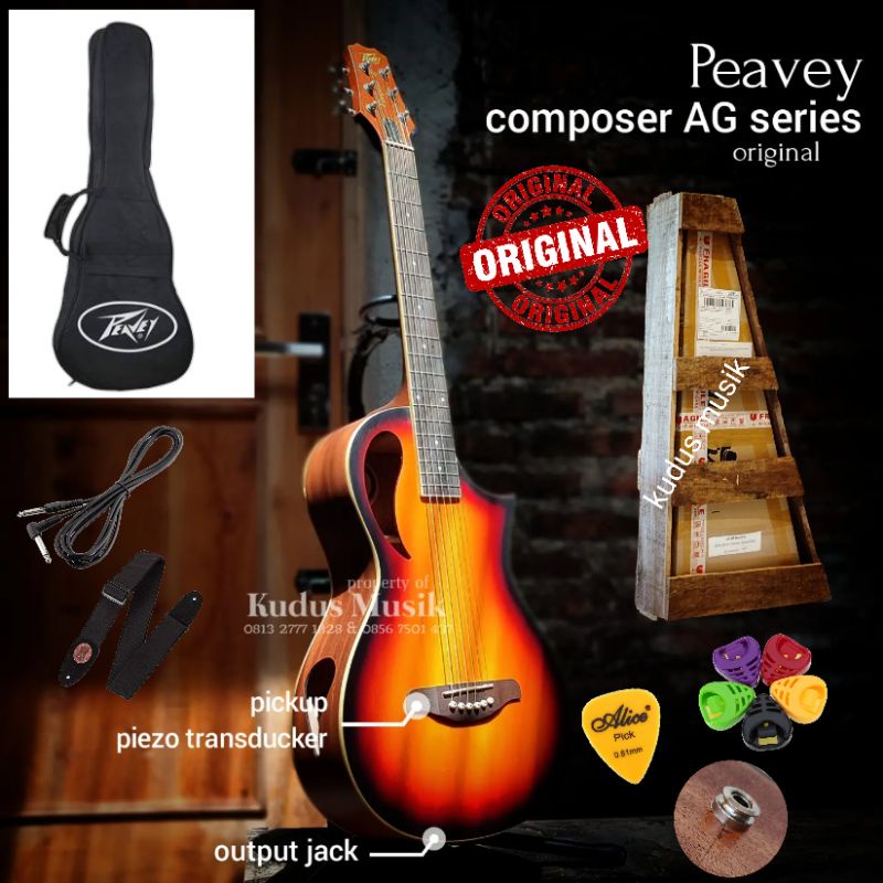 Gitar akustik elektrik original peavey parlor composer series