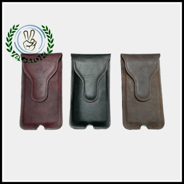 Sarung HP Vertikal Kulit Sapi Asli - Polos IJ620