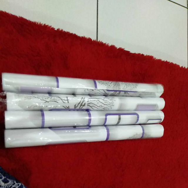 Wallpaper Dinding Sticker Motif 3d Ungu.