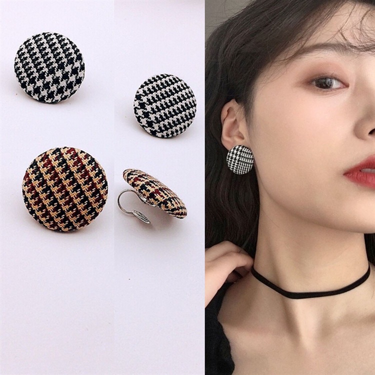 Anting Klip Tanpa Tindik Bahan Kain Gaya Korea Untuk Wanita