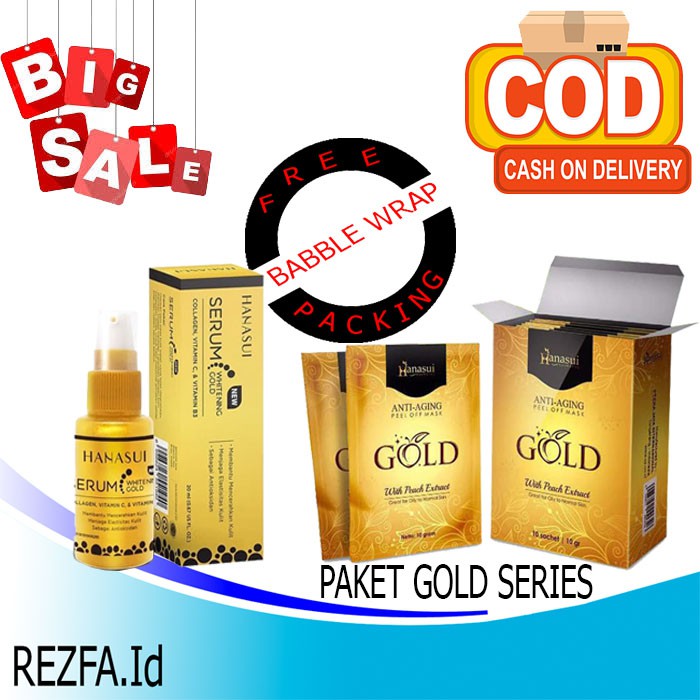 Paket Hanasui Gold Series Face Care (Serum Hanasui Gold+Masker Hanasui Gold 1Box)