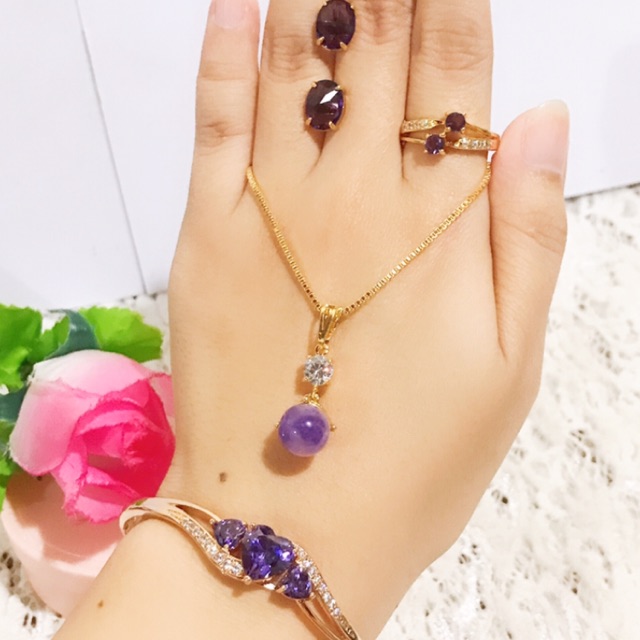 promo set giok ungu lapis emas permata giok asli 8