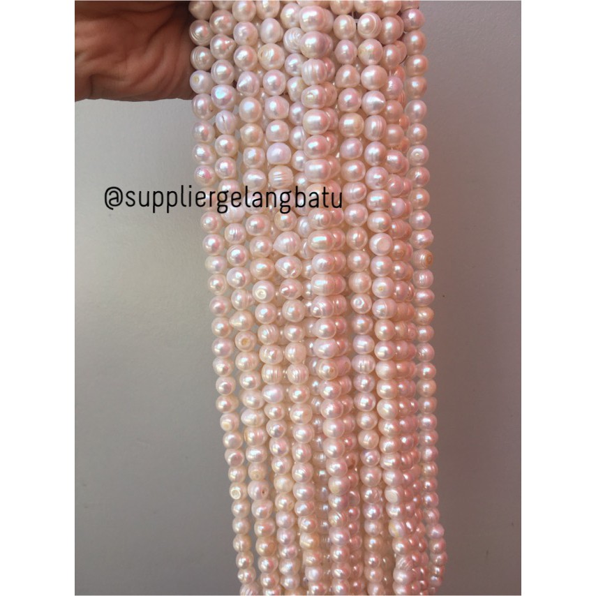 Bahan Aksesoris Mutiara Air Tawar Barok / Baroque 8 x 12mm Bulat pearl beads craft aksesoris bahan