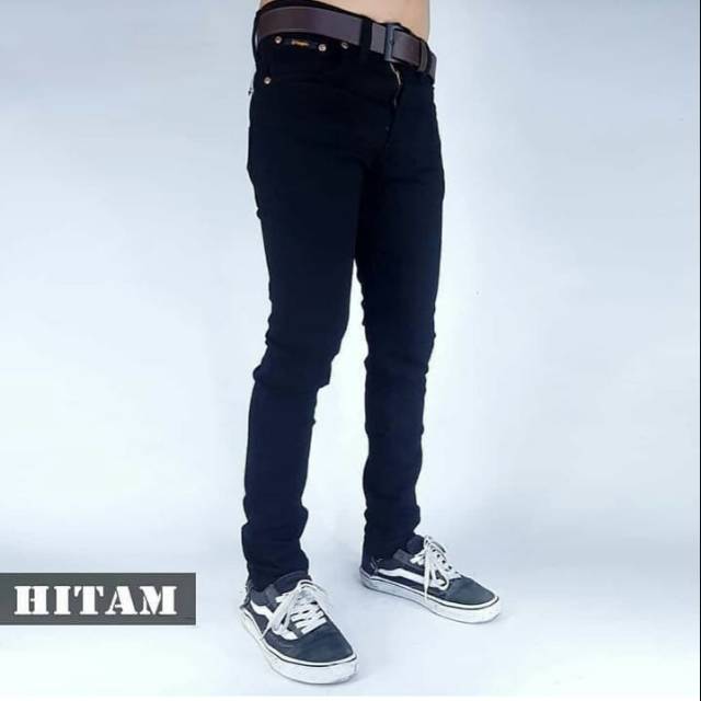 Celana soft jeans pria HITAM