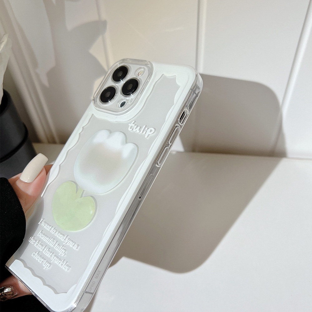 IPHONE Cover Casing Ponsel Film Hologram Tulip Transparan Musim Panas Untuk Iphone7 8 PLUS X XR XS 11 12 13 14 MINI PRO MAX SE 2020