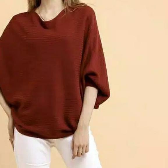 ♥ blouse baju rajut blouse BATWING/sweater basic rajut ⅍