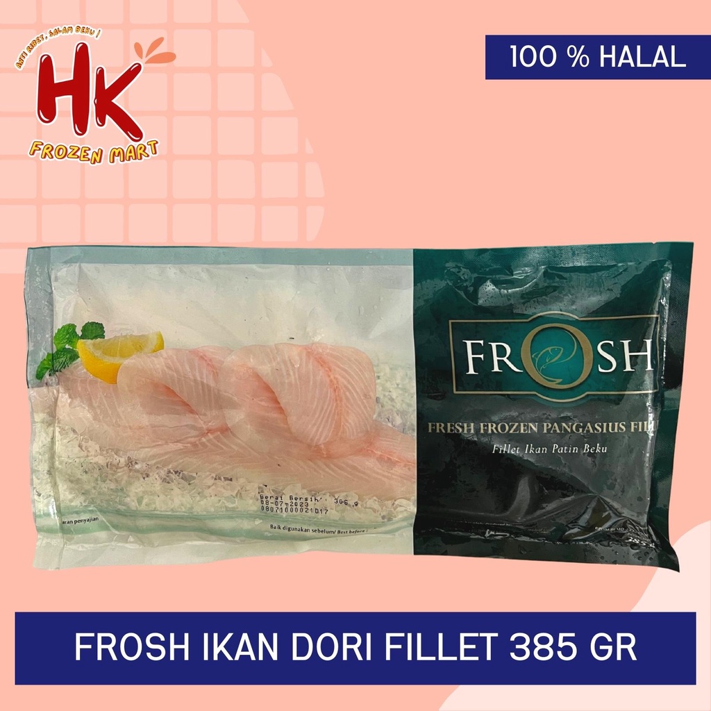 

Frosh Ikan Dori Fillet 385g / fish dory frozen filet tanpa tulang duri / HK Frozen Mart