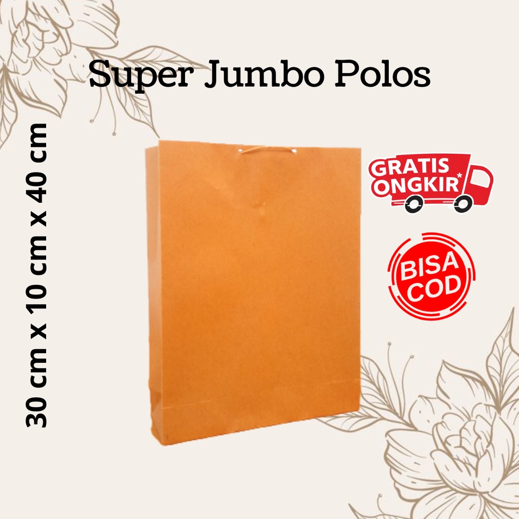

Paper bag SUPER JUMBO POLOS COKLAT 30 x 10 x 40 / paperbag murah