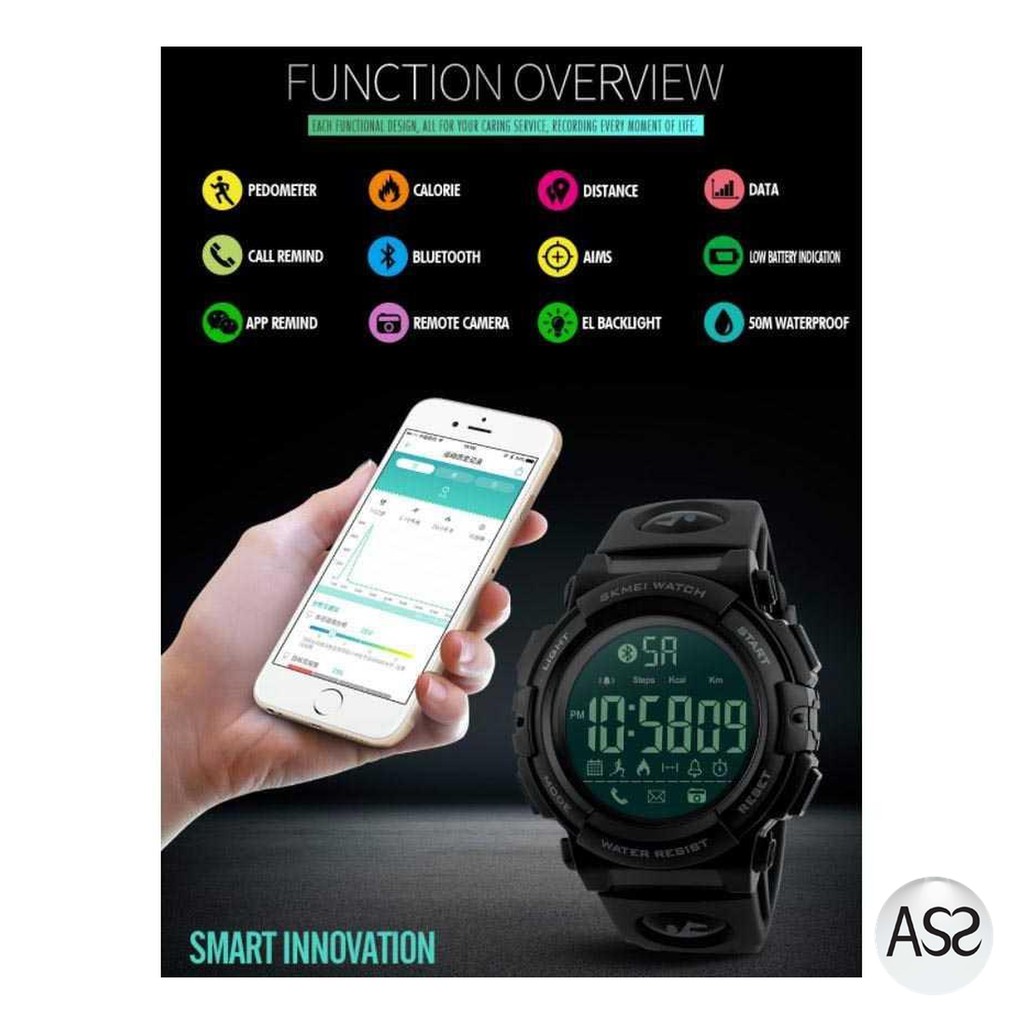 ASS Shop - SKMEI Jam Tangan Olahraga Smartwatch Bluetooth - 1303