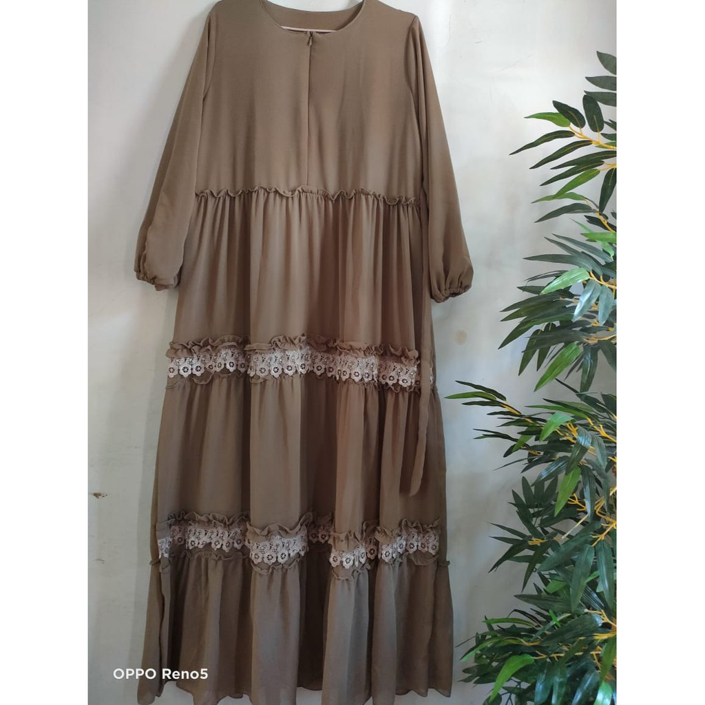 Gamis Ceruty Renda Kriwil / Gamis Saja / Gamis Terbaru 2021 / Gamis Terlaris Ceruty