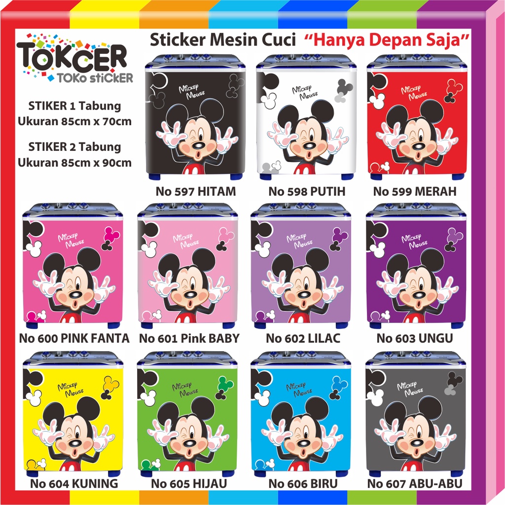 Stiker Mesin Cuci 1 atau 2 Tabung Motif Miki Mouse